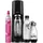 Wassersprudler-Set schwarz + 1 PET-Flasche 0,5 l + 2 PET-Flaschen 1 l + Zylinder