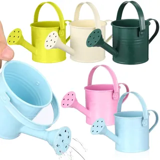DOITOOL 5 Stück Kinder Gießkanne Metall 15Oz Mini Bewässerungstopf Mit Langer Tülle Für Garten Innen Und Außen Pflanzenpflege (Farbe zufällig)