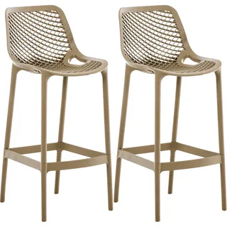 CLP 2er Set Barhocker Air Kunststoff mit Lehne wetterfest UV-beständig bis 160 kg,schlamm - Braun