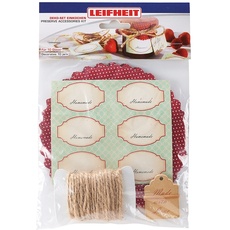 Bild Deko-Set Einkochen, mit Marmeladendeckchen, selbstklebenden Etiketten, Grußkarten, Gummis und Schnur, für 10 Gläser, Dekorieren für Eingemachtes und selbstgemachte Marmelade