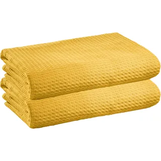 Erwin Müller Sommerdecke Siena im 2er-Pack, Baumwolldecke Curry Größe 100x150 cm - luftig-leicht, weiche Qualität, sehr angenehm - 100% Baumwolle