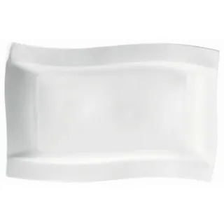 Novel Speiseteller , Weiß , Keramik , Wellen , rechteckig , 22x33 cm , Lfgb , Geschirr, Teller, Speiseteller