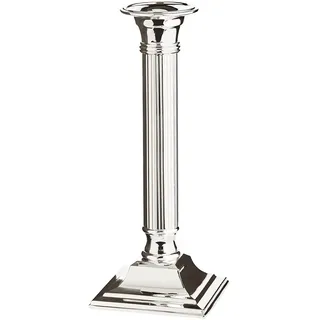 EDZARD Kerzenleuchter Lincoln, Höhe 23 cm, kannelierter Schaft, quadratischer Fuß 8 x 8 cm, edel versilbert, anlaufgeschützt, mit Samtfuß, Kerzenhalter für Stabkerze
