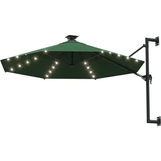 vidaXL Sonnenschirm zur Wandmontage mit LEDs 300 cm Grün - Grün