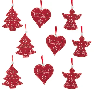 Weihnachtsbaumdekoration Set 9 Holz Aufhängung Verzierungen Herzen / Engel /