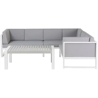 Beliani Lounge-Set 6-Sitzer grau Castella , Metall , rechteckig,L-Form , Gartenmöbel, Gartengarnituren, Gartenmöbel-Sets
