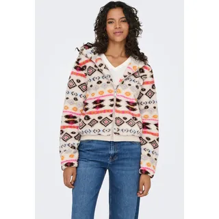 Outdoorjacke ONLY "ONLANNA CONTACT AOP HOOD JACKET OTW CS", Damen, Gr. XS, bunt (pumice stone aop:aztec fuchsia lila), Web, Obermaterial: 100% Polyester, bedruckt, regular fit normal, Jacken Outdoorjacke