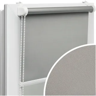 Voppi Verdunklungsrollo 70x230 cm grau, Thermorollo ohne Bohren, Fensterrollo, Innenrollo für Fenster, nicht invasive Montage - Grau