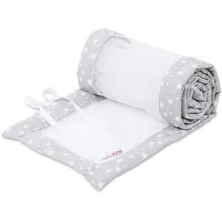 babybay Nestchen Mesh-Piqué / Bettumrandung für Beistellbett / Stoßschutz für Baby Bett, passend für Modell Maxi, Boxspring, Comfort und Comfort Plus, perlgrau Sterne