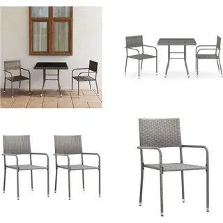 vidaXL 3 tlg. Garten Essgruppe Poly Rattan Anthrazit und Grau - Gartenmöbel-Set - Gartenmöbel-Sets - Gartentisch Und Stühle - Gartentische Und Stühle - Grau