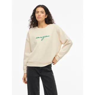 Sweater VILA "VISIFFI IMAGINE O-NECK L/S TOP/PB", Damen, Gr. XL, birch print:embroidery, kelly grün, atlantic deep, Sweatware, Obermaterial: 80% Polyester, 15% Viskose, 5% Elasthan, bedruckt, regular fit normal, Rundhals, Sweatshirts Sweater