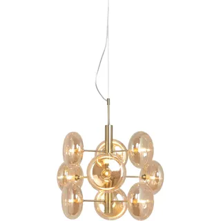 NÄVE Pendelleuchte "Orion", braun (messing, matt), 9, Ø 52cm H: 55cm, 1 Stk., Leuchten, messing-matt, 9 flachen Rundgläser in amber, exkl. G9, Höhe 55cm, Pendelleuchte