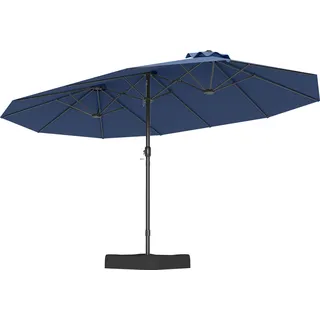 COSTWAY Doppelsonnenschirm UPF 50+ mit Ständer 443x263cm, Sonnenschirm mit Kurbel, Gartenschirm Terrassenschirm Marktschirm Groß XXL Marineblau - Marine