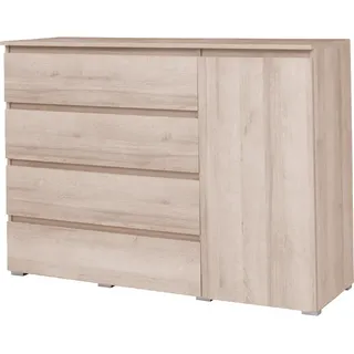 Klassische Kommode mit traditionellen Türen zum Öffnen, Kommode, Wohnzimmer, Schlafzimmer, Kinderzimmer, Jugendzimmer - MOON M5 (Sonoma) - Braun