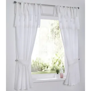 Kutti Vorhang »Camille« Bindebänder 1 Stk. tlg. Scheibengardine mit Raffhalter, blickdicht, Spitze, Herzen, weiß