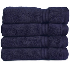 Allure Zero Twist Waschlappen, 30 x 30 cm, 100% ägyptische Baumwolle, Marineblau, 4 Stück