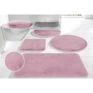 OTTO home Badematte "Rabbit Badematten, Badvorleger, Badezimmer Teppich" Höhe 30 mm rutschhemmend beschichtet fußbodenheizungsgeeignet  schnell trocknend  strapazierfähig Kaninchenfell-Haptik, Badteppich, rechteckig, rund & als 3-tlg. Set, rosa