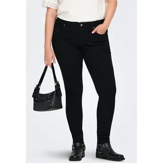 Skinny-fit-Jeans ONLY CARMAKOMA "CARWILLY REG SKINNY JEANS DNM PIM2343", Damen, Gr. 42, Länge 32, schwarz (schwarz denim), Denim/Jeans, Obermaterial: 92% Baumwolle, 6% Elastomultiester, 2% Elasthan, unifarben, skinny fit, Jeans Skinny-fit-Jeans