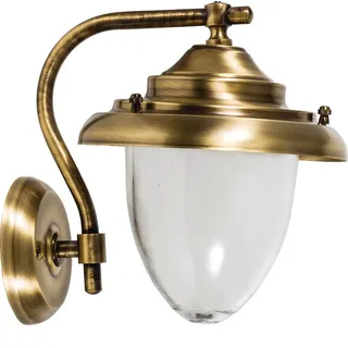 Wetterfeste Wandlampe PERAMA Messing Glas IP43 maritime Außenleuchte Laterne Hof