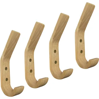 Set mit 4 Kleiderhaken aus Holz (Gummiholz)