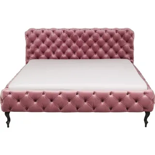 Kare Design Bett Desire, Velvet-Rose, Doppelbett, Knopfheftung, samtig, strapazierfähiger Bezug, zeitlos, luxuriös, niedriges Kopfteil, 180x200cm