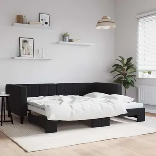 Eleganten-Stil Tagesbett Ausziehbar Schwarz 90x190 cm Samt DE2224428 - Schwarz