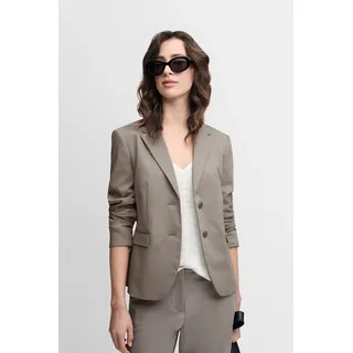 Jackenblazer CINQUE "CILARNI", Damen, Gr. 38, braun, Web, Obermaterial: 64% Baumwolle, 33% Polyester, 3% Elasthan, unifarben, slim fit hüftlang, V-Ausschnitt, abgesteppte Kante, Blazer Jackenblazer, Reverskragen, Slim-Fit, Pattentaschen