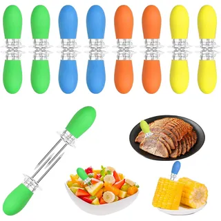 16 Stück Maiskolben Spieße Edelstahl Maiskolben Halter Food Spieße Maiskolbenhalter Metall Mais Piekser Mais Picks Maishalter Bbq Bq Mais Halter Edelstahl Maispieker Maiskolben Piekser (Bunt)