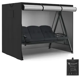 M MCombo Hollywoodschaukel Abdeckung 3-4 Sitzer, Abdeckplane Wasserdicht & UV-Beständig für Gartenschaukel 4093 4095 4088 8018, Hollywoodschaukel Schutzhülle 155x210x160 cm 4002 (Oxford, Schwarz)