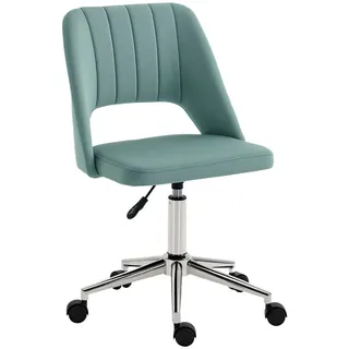Vinsetto Schreibtischstuhl, Höhenverstellbar Homeoffice Stuhl ohne Armlehne, Grün , Metall , Füllung: Schaumstoff , 60x91x49 cm , Büromöbel, Bürostühle, Drehstühle