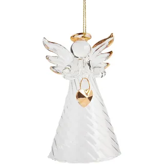 home&you Weihnachtsdeko Hängend Anhelina, 6 x 10 cm, Gold, Christbaumschmuck, Weihnachtsbaumdekoration, Christmas, Xmas , Glas , 6x10x6 cm , Dekoration, Weihnachtsdekoration, Christbaumschmuck