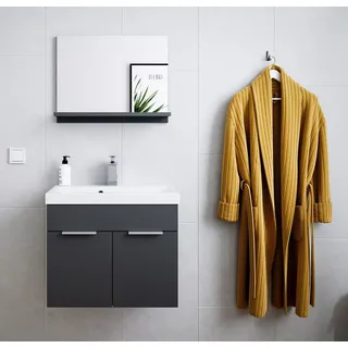 Badmöbel-Set Slimline Lago 2tlg mit Spiegel grafit ST/grafit matt