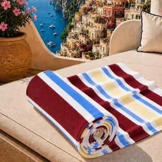 PETTI Artigiani Italiani - Strandtuch XXL Mikrofaser 90x180 cm Groß mit Feinen Bunten Streifen, Badetuch Schnelltrocknend und Sandfrei, für Strand, Pool und Reise, Made in Italy, Feinstreifen 20