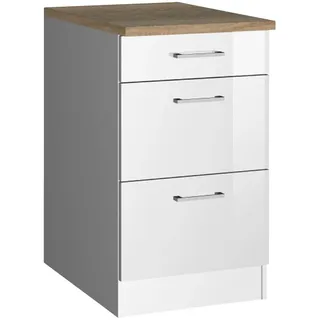 Held Schubkastenunterschrank , Weiß Hochglanz , Metall , 3 Schubladen , 50x85x60 cm , Made in Germany , Küchen, Küchenmöbel, Küchenschränke, Küchenunterschränke