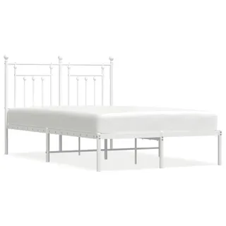 vidaXL Bettgestell mit Kopfteil Metall Weiß 120x200 cm - Weiß