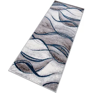 Läufer OTTO HOME "Tritom" Gr. 12, blau, B:80cm H:9mm L:300cm, Kunstfaser, Teppiche, Läufer, mit besonders weichem Flor, Kurzflor, modernes Wellen Muster