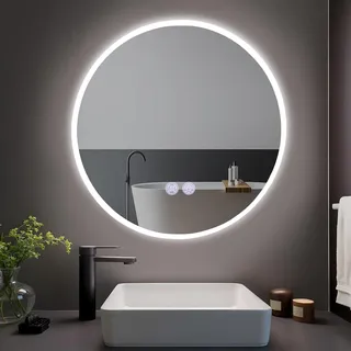 ZMH Badezimmerspiegel mit Beleuchtung 50cm Badspiegel LED Dimmbar Spiegel Bad Rund Wandspiegel mit Touch Schalter und Entfogger Lichtspiegel