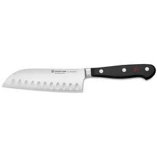 WÜSTHOF Classic, Klingenlänge: 14cm, schwarz, Santoku Kochmesser, mit Kullenschliff, 60-1040131314