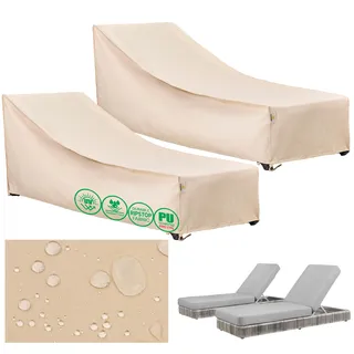 F&J Outdoors Schutzhülle für Garten Liegestuhl 213x81x38/86cm 2 Stück | Gartenliege Abdeckung Wasserdichte UV-beständige Balkon Möbelabdeckung wetterfest langlebig für Pool Liege Winterlagerung