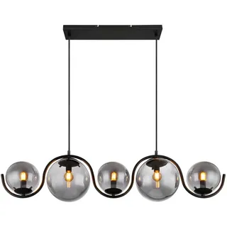 Globo Hängeleuchte , Schwarz , Metall, Glas , 20x120x100 cm , Lampen & Leuchten, Innenbeleuchtung, Hängeleuchten, Pendelleuchten