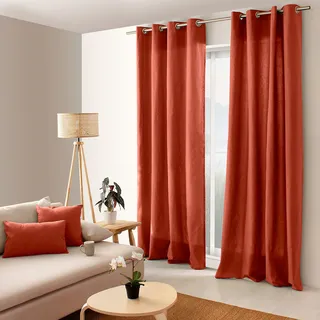 Enjoy Home - Paar Vorhänge rechts – Baumwolle – 135 x 240 cm – Terrakotta – Kollektion Panama – fertig zum Aufhängen – waschbar bei 30 °C – für alle Räume – Bettwäsche – Kissen