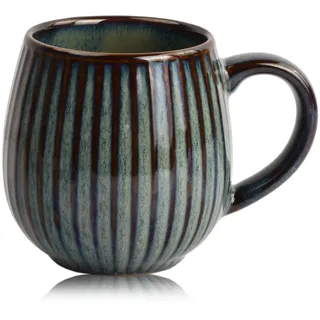 Hoxfly Keramik Kaffeetasse, 480ml Kaffeegläser groß, Hochwertige Handgefertigte Kaffeetassen aus Porzellan, Vintage Tee Tasse Latte Tassen becher Teegläser, Tasse für Büro und Haus Geschenk (Blau)