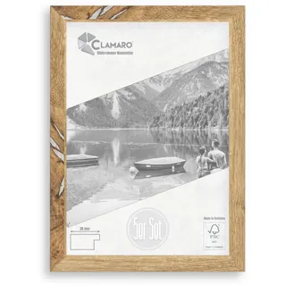 CLAMARO Bilderrahmen Collage, 13 x 18 cm, Eiche Altholz, 5er Set, Aufhänger | Rahmen-Außenmaß ca. 17,8 x 22,8 cm, Profilleiste 30 mm breit, 16 mm tief, inkl. Rückwand, für Hoch- und Querformat