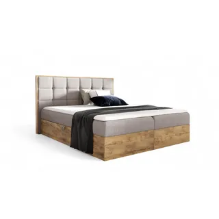 Fun Möbel Boxspringbett Schlafzimmerbett KALYPSO 180x200cm Stoff Beige inkl. Bettkasten - Beige