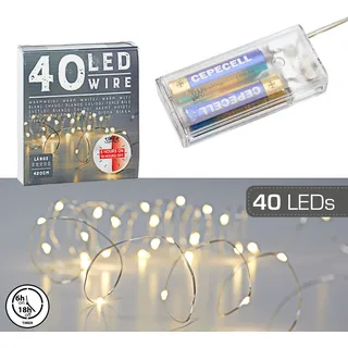 LED Lichterkette Mikro 40er Timer - Silber