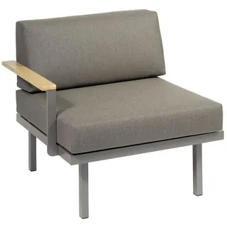 Sylt Holz Modul 75 x 85 cm Arm rechts - 08 - grau metallic D11 - naturegrey