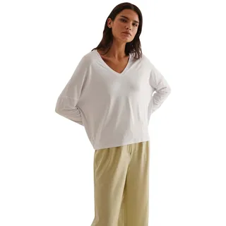 NA-KD Damen V-Ausschnitt Jersey Top Cami Shirt, weiß, S