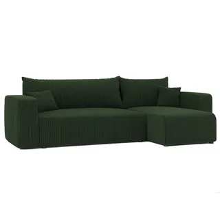 idohome Eckcouch Cord 3-Sitzer Flaschengrün