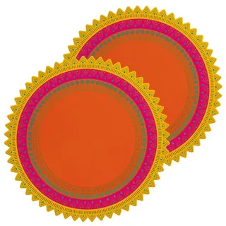 Talking Tables 2X Diwali Teller - Große Serviertabletts, Mandala/Henna/Rangoli Abwischbare Wiederverwendbare Platten für Diwali Deko, Eid & Bollywood | 2er-Set