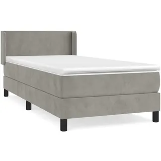 vidaXL Boxspringbett mit Matratze Hellgrau 90x200 cm Samt